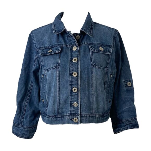 Girls XL Denim Jacket Highway Jeans Blue Button Up Long Sleeve - Picture 1 of 9